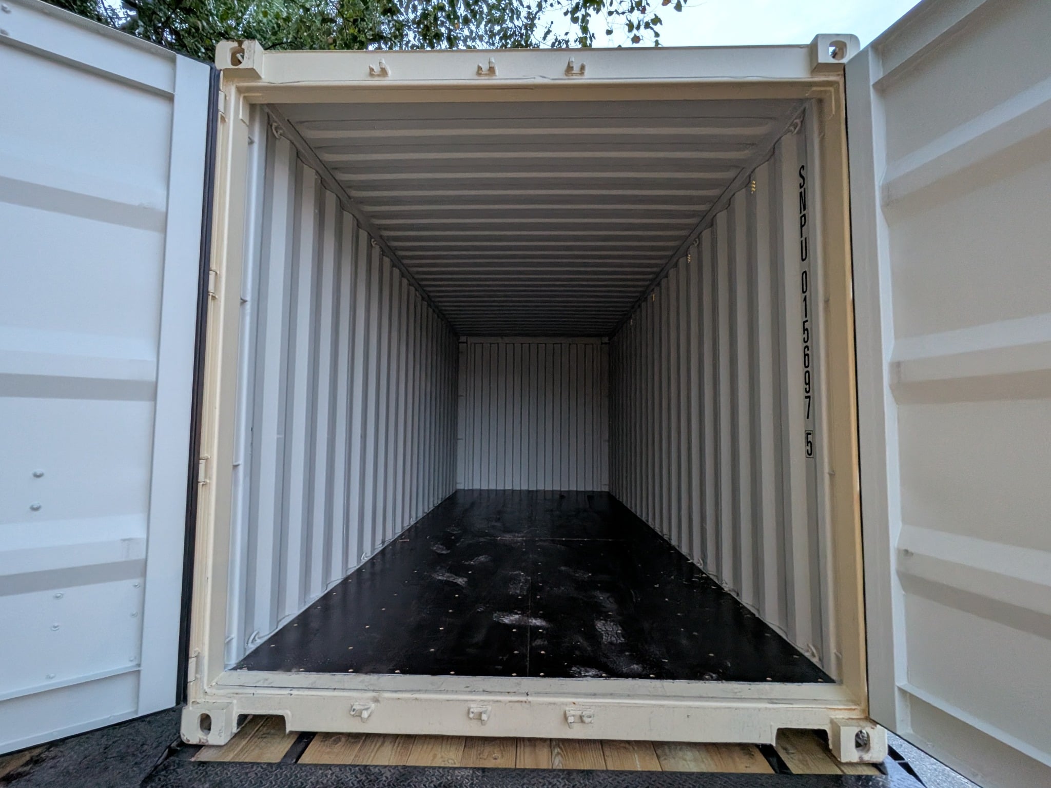 Inside our ivory 20-foot commercial storage container